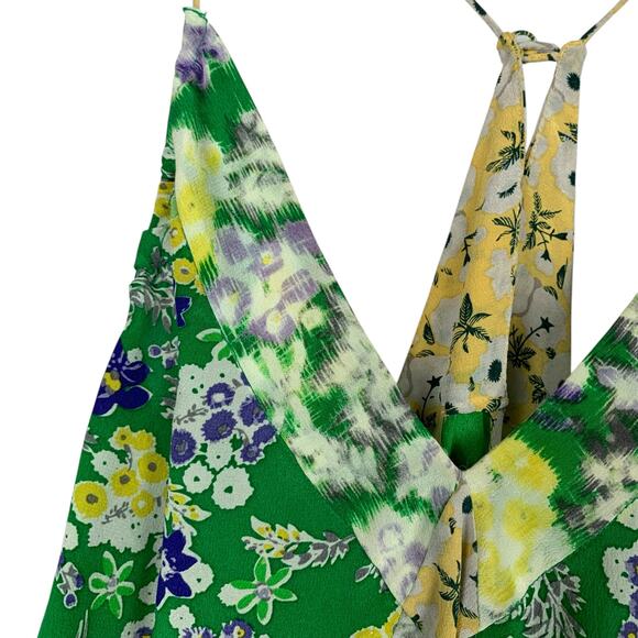 Rebecca Taylor Silk Cami Camisole Top Green Floral Strappy Tank Flowy Women's 2 - Picture 3 of 9